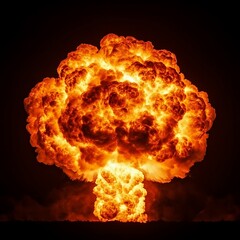 A massive nuclear explosion blooming in the dark night sky