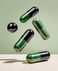 Floating capsules pastel background