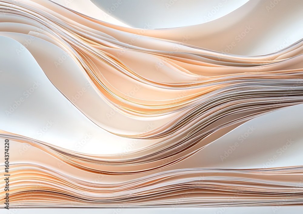 Poster abstract paper waves in soft tones with gentle curves and textures for artistic or design applicatio