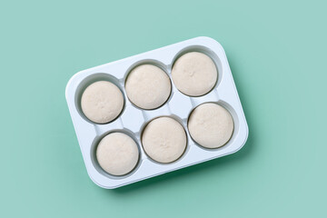 Japanese Cheesecake ice cream mochi on green background