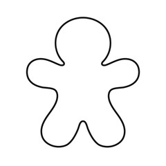 Minimal gingerbread man outline – clean cookie contour for seasonal decor, DIY projects, holiday templates, and baking-themed illustrations.