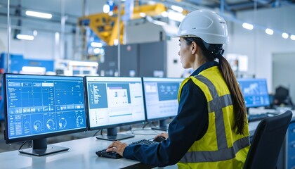 Female Engineer Monitoring Industrial Data - Women in STEM