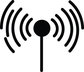 Wireless Signal Transmission: A simple, clean vector icon of a wireless signal transmitter. Perfect for representing connectivity.