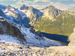 mountains with snow on a sunny day