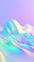 Abstract pastel landscape with flowing waves and smooth gradients in soft colors of turquoise, lavender, and peach