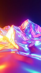 Vibrant Colorful Abstract Mountain Landscape with Glossy Surface and Reflective Light for Modern Art Background