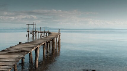 Fototapeta premium Wooden pier over calm water