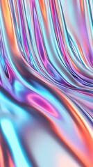 Abstract flowing fabric with a blend of vibrant colors in luminous waves and smooth textures creating a dynamic visual effect
