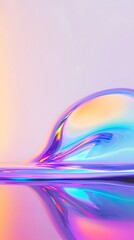 Abstract colorful liquid wave with vibrant gradient reflections on smooth surface in soft pastel tones