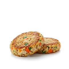 turkey and vegetable quinoa patties, soft baked lunch option ,isolated on white background