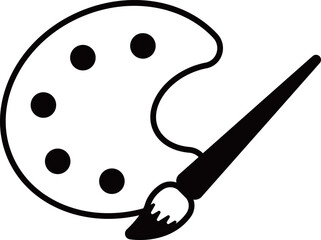 絵筆とパレットのアイコン　モノトーン