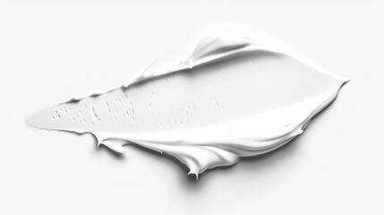 Close-Up of White Cosmetic Cream or Lotion Smear on White Background Smooth Texture Swatch of Skincare Product for Beauty, Moisturizing, or Dermatology Advertisement, Representing Clean, Hydrating