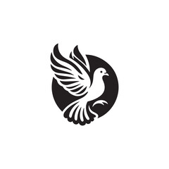 Fototapeta premium black and white dove logo vector