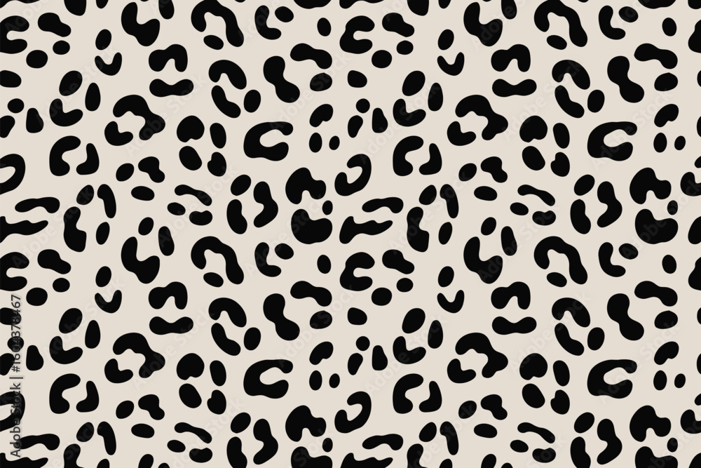 Aufkleber an all over seamless pattern featuring black leopard spots on a light beige background in a repeatin