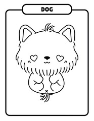 Cute Fluffy Puppy with Heart Eyes - coloring book