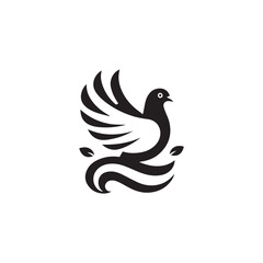 black and white dove logo vector