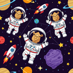 Cute Camels in Space: Seamless Pattern for Kids' Products