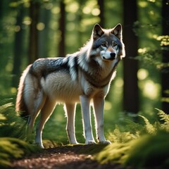 Obraz premium lone wolf in the summer forest