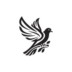 black and white dove logo vector