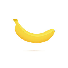 Simple vector illustration of a yellow banana  on transparent background. 