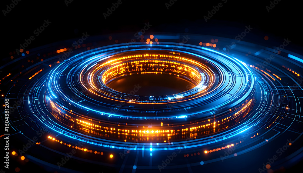 Fototapete futuristic technology concentric circle abstract background rendering