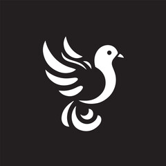 black and white dove logo vector
