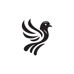 black and white dove logo vector