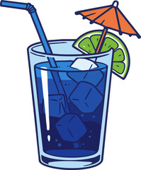 Blue Tropical Drink Illustration