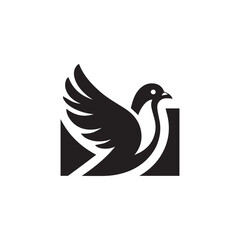 black and white dove logo vector