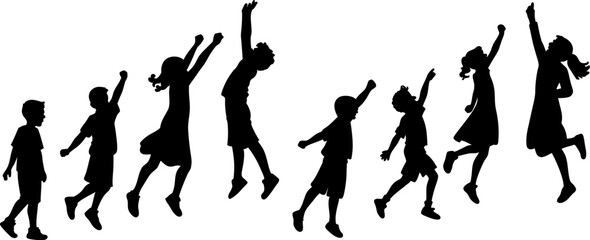Joyful Kids Jumping Silhouette