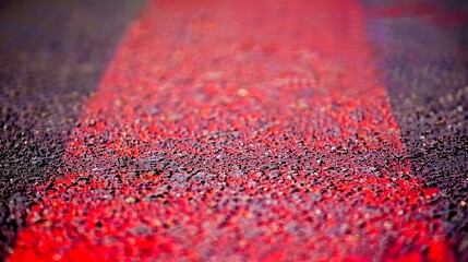 Glowing red and blue emergency lights reflecting on wet pavement in dramatic night scene.