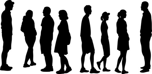 Casual Crowd Silhouette, men silhouette vector illustration, men vector