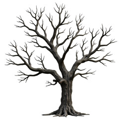 Obraz premium A bare tree with many branches art isolated on transparent background