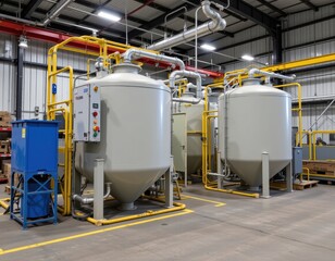 factory using chemical neutralization tanks to treat acidic or alkaline waste streams before safe disposal