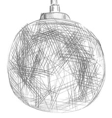 Volumetric ball on a string, hand drawn with a thin line. PNG clipart isolated on a transparent background, abstract circle drawn with a pencil
