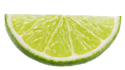 Detailed View of a Fresh, Juicy Lime Slice, Revealing its Vibrant Green Pulp and Zest on transparent background