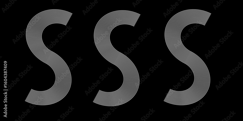 Poster abstract background with lines like letter s. black lines on a white background and white lines on t