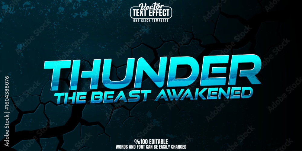 Poster thunder editable text effect, customizable thor and god 3d font style