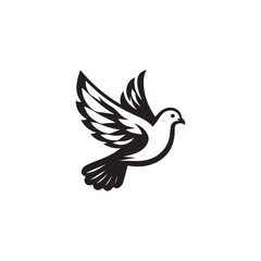 Fototapeta premium black and white dove logo vector