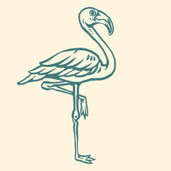 Flamingo standing gracefully on one leg