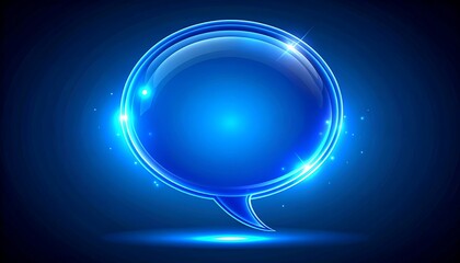 Blue glowing speech bubble graphic