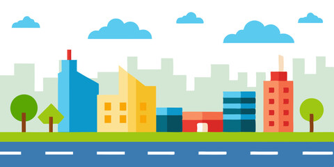 seamless cartoon city landscape vector unending