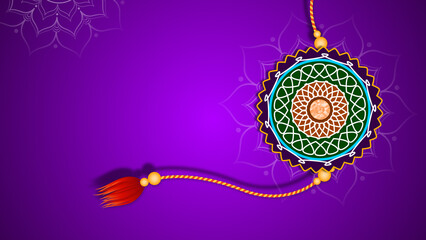 Decorative Rakhi on Elegant Purple Background for Raksha Bandhan