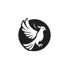 black and white dove logo vector