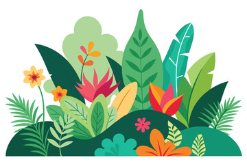 Colorful vector floral pattern with blossoms, leaves, and spring elements for nature-inspired designs