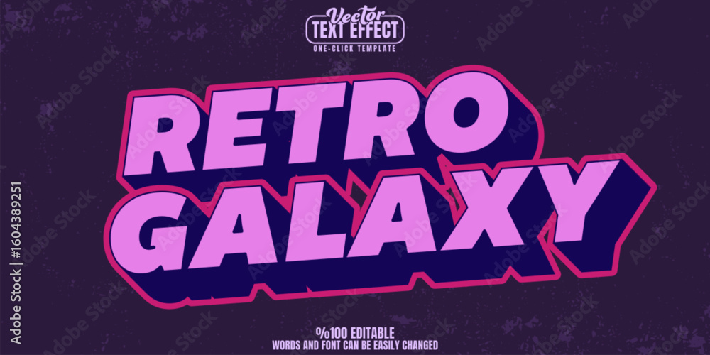 Aufkleber retro editable text effect, customizable space and poster 3d font style