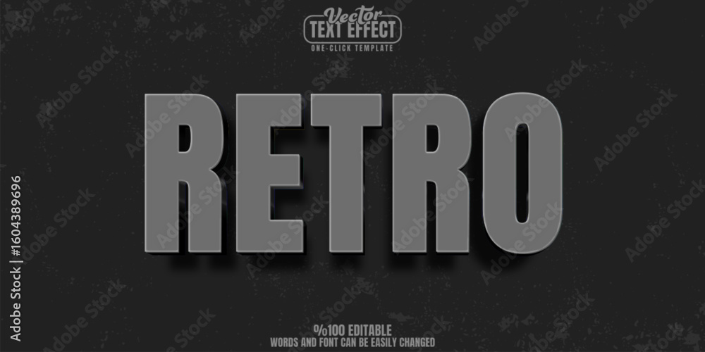 Poster retro editable text effect, customizable dark and old 3d font style