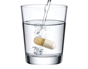 pills in a glass