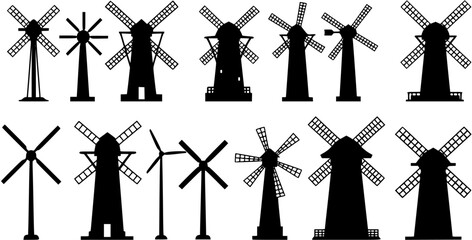 windmill silhouette vector
