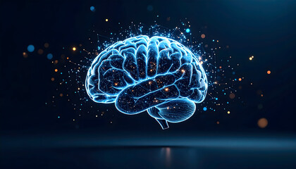 Glowing brain image representing artificial intelligence and scientific research
